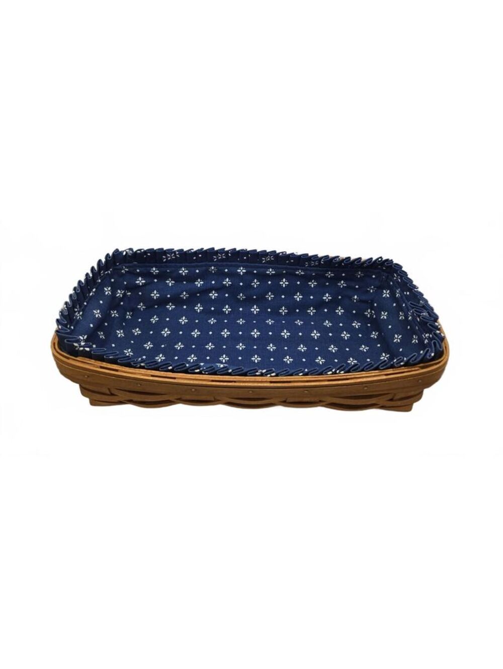 Longaberger Rectangular Bread Basket 1994 With Blue Fabric Liner Vintage